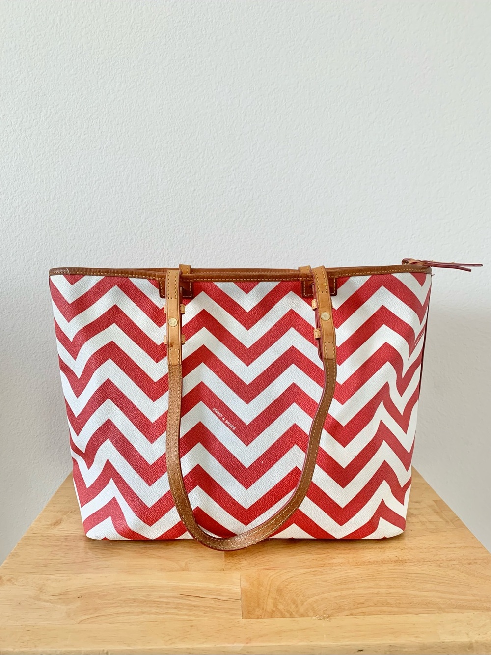 Dooney & Bourke Red Chevron Zip-Top Tote - Picture 14 of 14
